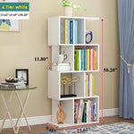 ZUN 4 Tier Storage Shelf S Shaped Bookcase, Multifunctional Wooden Display Decor Furniture, Free 04557245