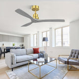 52 Inch Indoor Ceiling Fan Without Light 3 Solid Wood Blades Remote Control Reversible DC Motor W882P186028