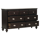 ZUN Dark Cherry Finish Classic Design Dresser of 7x Drawers Wooden Bedroom Furniture 1pc B011P234279