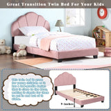 Upholstered Twin Size Platform Bed for Kids, Wooden Bed Frame with Slatted Bed Base, No Box Spring 84024553