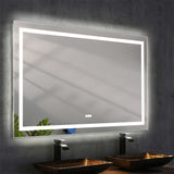 ZUN 60 in. W x 36 in. H Frameless LED Single Bathroom Vanity Mirror in Polished Crystal 74376911