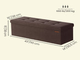 Brown Foldable Storage Ottoman Bench with 660lb Capacity 77946744