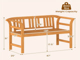 2-Person Acacia Wood Outdoor Bench, 119.3850.8078.74cm 800LBS Capacity Patio Loveseat with 27240101