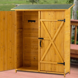 ZUN Outdoor Storage Shed with Lockable Door, Wooden Tool Storage Shed with Detachable Shelves and Pitch 28814055