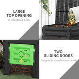 450L Garden Compost Bin with 2 Sliding Doors,Black 60999655
