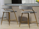 SET OF 2,26'' Counter height bar stools Corduroy kitchen island counter bar stool with back,golden 23451115