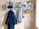 Wall-Mounted Coat Rack with Storage Compartments & Double Hooks, Rustic Brown Wooden Entryway 13056954