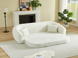 87-inch Curved Convertible Sofa Recliner, 2-in-1 Fold-Out Sofa Bed, with Pull-Out Base and Deep Seat W3505P452804