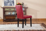 Urban Style Solid Wood Leatherette Padded Parson Chair, Red, Set of 2 T2574P164534