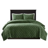 3 Piece Velvet Quilt Set Green King/Cal King B03597557