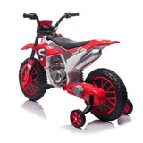 ZUN 12V Kids Ride on Toy Motorcycle, Electric Motor Toy Bike with Training Wheels for Kids 3-6, Red W2181137972