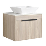 ZUN 24 " Modern Design Float Bathroom Vanity With Ceramic Basin Set, Wall Mounted White Oak Vanity With 61035448