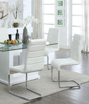 ZUN Contemporary White Padded Leatherette 2pc Side Chairs Set of 2 Chairs Kitchen Dining Room Metal B01158418