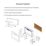 50 inch recessed ultra thin tempered glass front wall mounted electric fireplace with remote and W1769103305