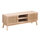 ZUN SUPERJARE Boho TV Stand for 55 Inch TV, Entertainment Center with Adjustable Shelf,Real Rattan TV W2629P176848