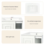 ZUN 24inch White Bathroom Vanity Sink Combo for Small Space, Modern Design with Ceramic Basin, Gold Legs WF319597AAK