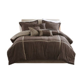 7 Piece Micro Corduroy Comforter Set Brown King B035P266665