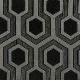Grey and Black Hexagon Print Barrel Back Accent Chair B062P153761