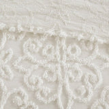 3 Piece Tufted Cotton Chenille Bedspread Set Off-White Full/Queen B035129061
