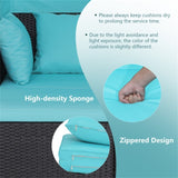 Turquoise Rattan Daybed Lounge W/ Retractable Top Canopy Side Tables Cushions 15499878