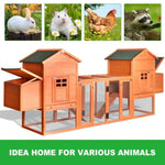 ZUN Outdoor Wooden Chicken Coop, 124" Large Hen Cage Rabbit House, Bunny Hutch with Ventilation Door, 24350594