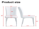 Modern minimalist dining chairs, office chairs. 2-piece set of white PU seats with silver metal W1151P268761