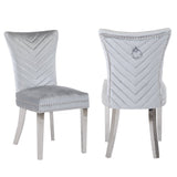 Eva 2 Piece Stainless Steel Legs Chair Finish with Velvet Fabric in Silver 733569295678