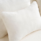 Queen Size Modern White Floor Sofa with 4 Pillows, Plush Fabric Futon Sofa Couch, High-Density Foam W3612P336073