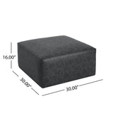 Square PU Leather Ottoman,Black N757P180768B