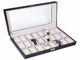24 Compartments Top-level Opening Style Leather Watch Collection Box Black 45482126