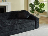 86-inch Curved Convertible Sofa Recliner, 2-in-1 Frameless Folding Sofa Bed with Pull-Out Base and W3505P452820
