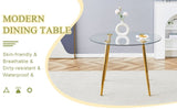Round dining table with glass top, gilded metal legs, exquisite living, starting from details, W1151P205872