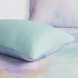 Full/Queen Watercolor Tie Dye Printed Comforter Set with Throw Pillow B03595946
