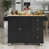 Rolling Mobile Kitchen Island with Solid Wood Top Locking Wheels,52.7 Inch Width,Storage Cabinet WF287035AAB