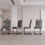 ZUN Modern Dining Chairs,PU Faux Leather High Back Upholstered Side Chair with C-shaped Tube. Black 02427707