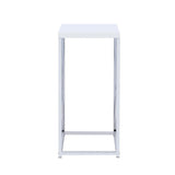 ZUN Glossy White and Chrome Accent Table B062P145497