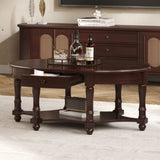 Vintage Oval Coffee Table with Drawer and Storage Shelf, Antique Cocktail Table in 45", French N735P277388D