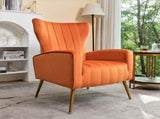 Velvet Accent Chair with Metal Legs, Modern Upholstered Armchair, Wingback Side Chair for Living B2735P510422