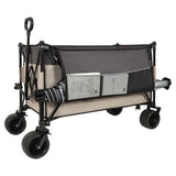 Tall Heavy-Duty Folding Wagon Cart with 480lbs Capacity All-Terrain Wheels, Side Pockets, Brakes & W2932P289385