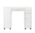 ZUN Home Office Computer Desk Table with Drawers White nail art table with wheels 48850997