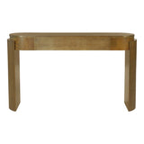 TREXM Entryway Table with Natural Wood Grain Finish, Console Table with Fluted Design, Oval Top and N715P288632D
