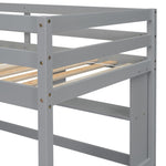 ZUN Twin Size Loft Bed with desk and shelves, Safety Guardrail and ladder,Grey W504P181852