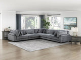 1pc Modern Living Room Furniture Modular Corner Seat Plush Gray Corduroy Fabric Upholstery Plywood B011P220980