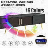 ZUN U-Can Modern TV Stand with LED lights for TVs up to 80 Inches, Entertainment Center with 4 Drawers WF530173AAB