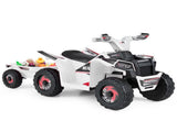2 in 1 Kids Ride On ATV with Removable Trailer, 6V Electric Quad for Toddlers Ages 3 White 83977788