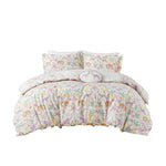 ZUN Full/Queen Floral Reversible Cotton Duvet Cover Set with Throw Pillow B035P217814