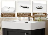 20.28'' Black Modern Bathroom Vanity with Ceramic Sink, Solid Wood Frame, and Drawer Ideal for N729P277755B