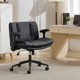 Cross Legged with Flip-Up Armrests Leather, Cross Legged Office on Wheels, Comfy Swivel 94377216