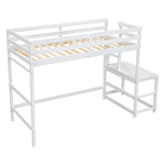 ZUN Twin Size High Loft Bed with Ladder landing Platform, Ladders, Guardrails,White W504119725