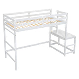 ZUN Twin High Loft Bed with Ladder landing Platform, Ladders, Guardrails,White 83037677